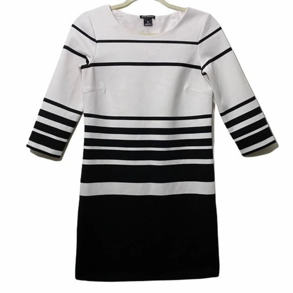 Club Monaco White Black Stripes Knit Shift Dress - Picture 1 of 8